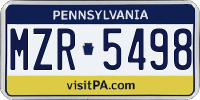 PA license plate MZR5498