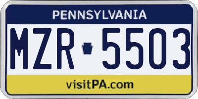 PA license plate MZR5503