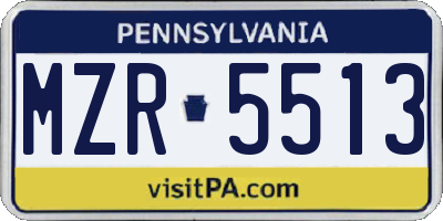 PA license plate MZR5513