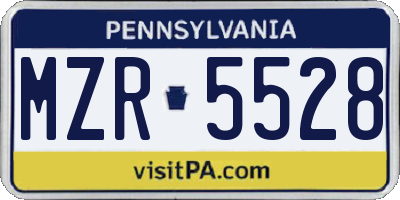 PA license plate MZR5528