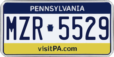 PA license plate MZR5529