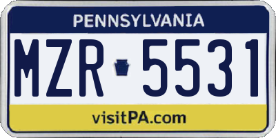 PA license plate MZR5531