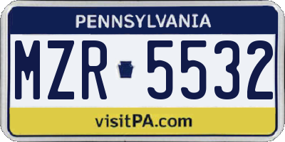 PA license plate MZR5532