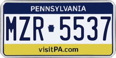 PA license plate MZR5537