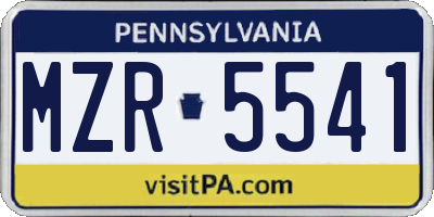 PA license plate MZR5541