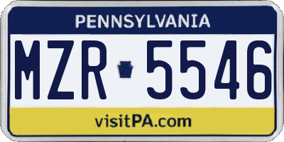 PA license plate MZR5546