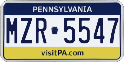 PA license plate MZR5547