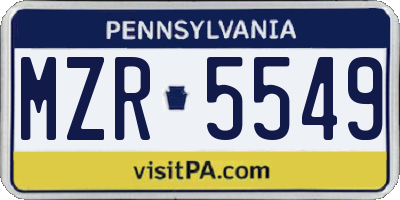 PA license plate MZR5549