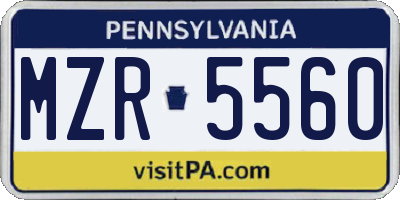 PA license plate MZR5560