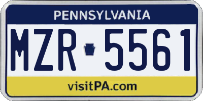 PA license plate MZR5561