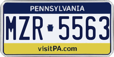 PA license plate MZR5563