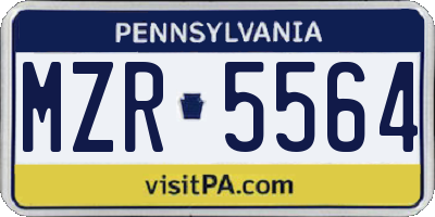 PA license plate MZR5564