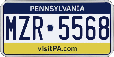 PA license plate MZR5568