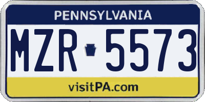 PA license plate MZR5573