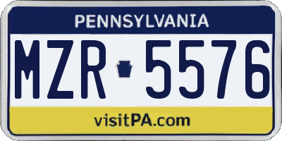 PA license plate MZR5576