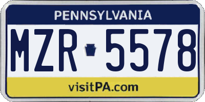 PA license plate MZR5578