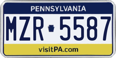 PA license plate MZR5587