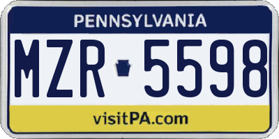 PA license plate MZR5598