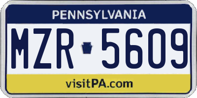 PA license plate MZR5609