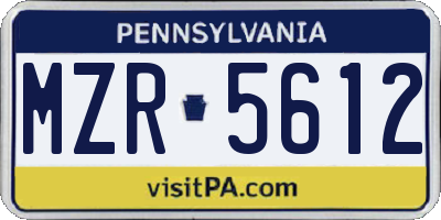 PA license plate MZR5612
