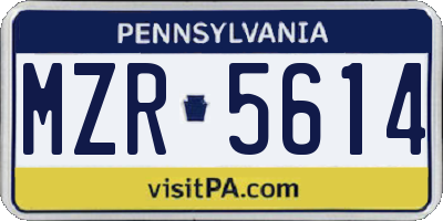 PA license plate MZR5614