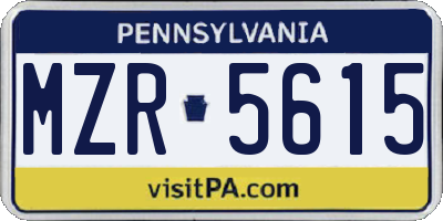 PA license plate MZR5615