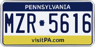 PA license plate MZR5616