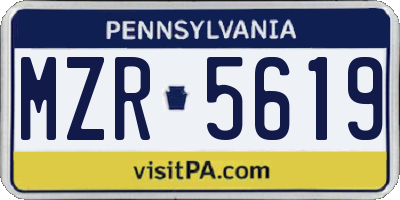 PA license plate MZR5619