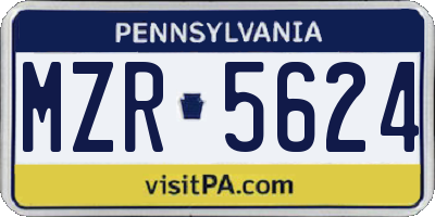 PA license plate MZR5624