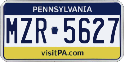 PA license plate MZR5627