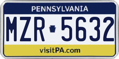 PA license plate MZR5632