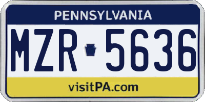 PA license plate MZR5636