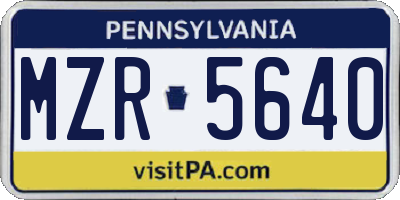 PA license plate MZR5640