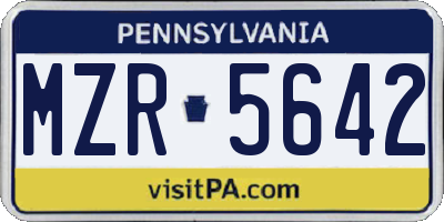 PA license plate MZR5642