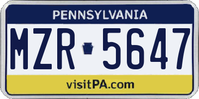 PA license plate MZR5647