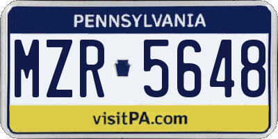 PA license plate MZR5648