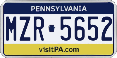 PA license plate MZR5652