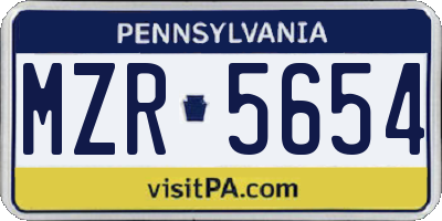 PA license plate MZR5654