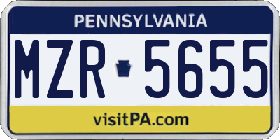 PA license plate MZR5655