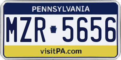 PA license plate MZR5656