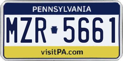 PA license plate MZR5661