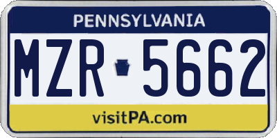 PA license plate MZR5662
