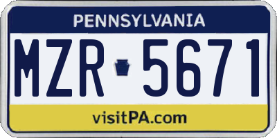 PA license plate MZR5671