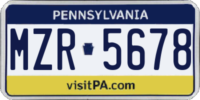 PA license plate MZR5678