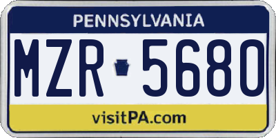 PA license plate MZR5680