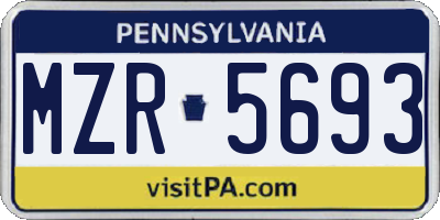 PA license plate MZR5693