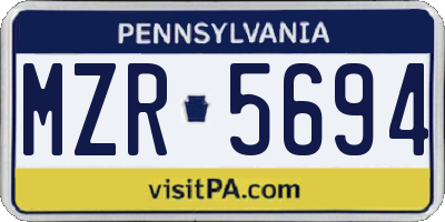 PA license plate MZR5694