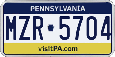 PA license plate MZR5704