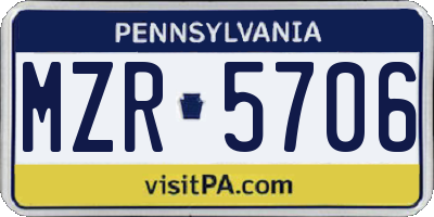 PA license plate MZR5706