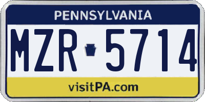PA license plate MZR5714